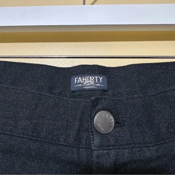 Faherty Stretch Terry 5-Pocket Pants Men 38 Onyx Black